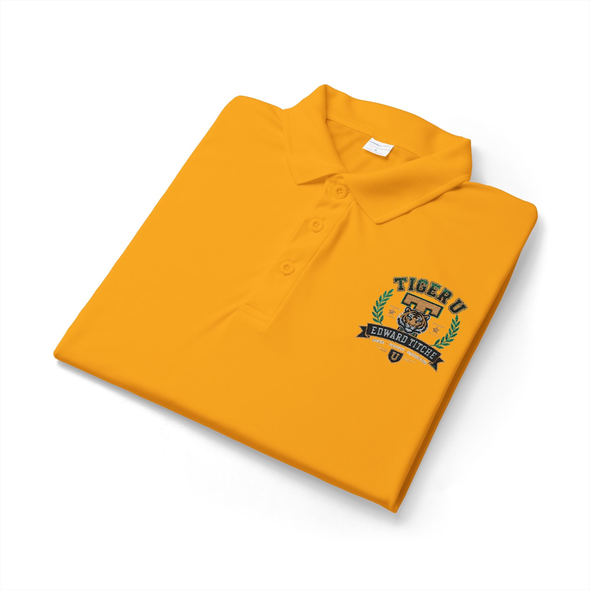 Gold Polo Shirt with Crest Logo