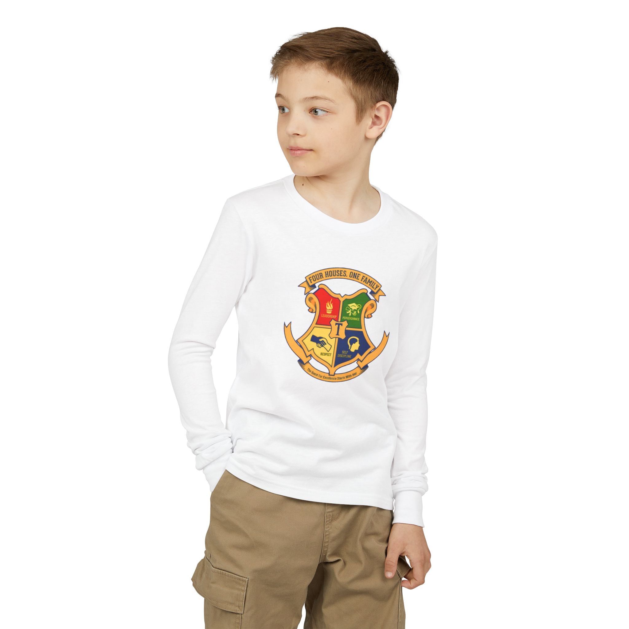 Kids Long Sleeve Tee — Four House Crest