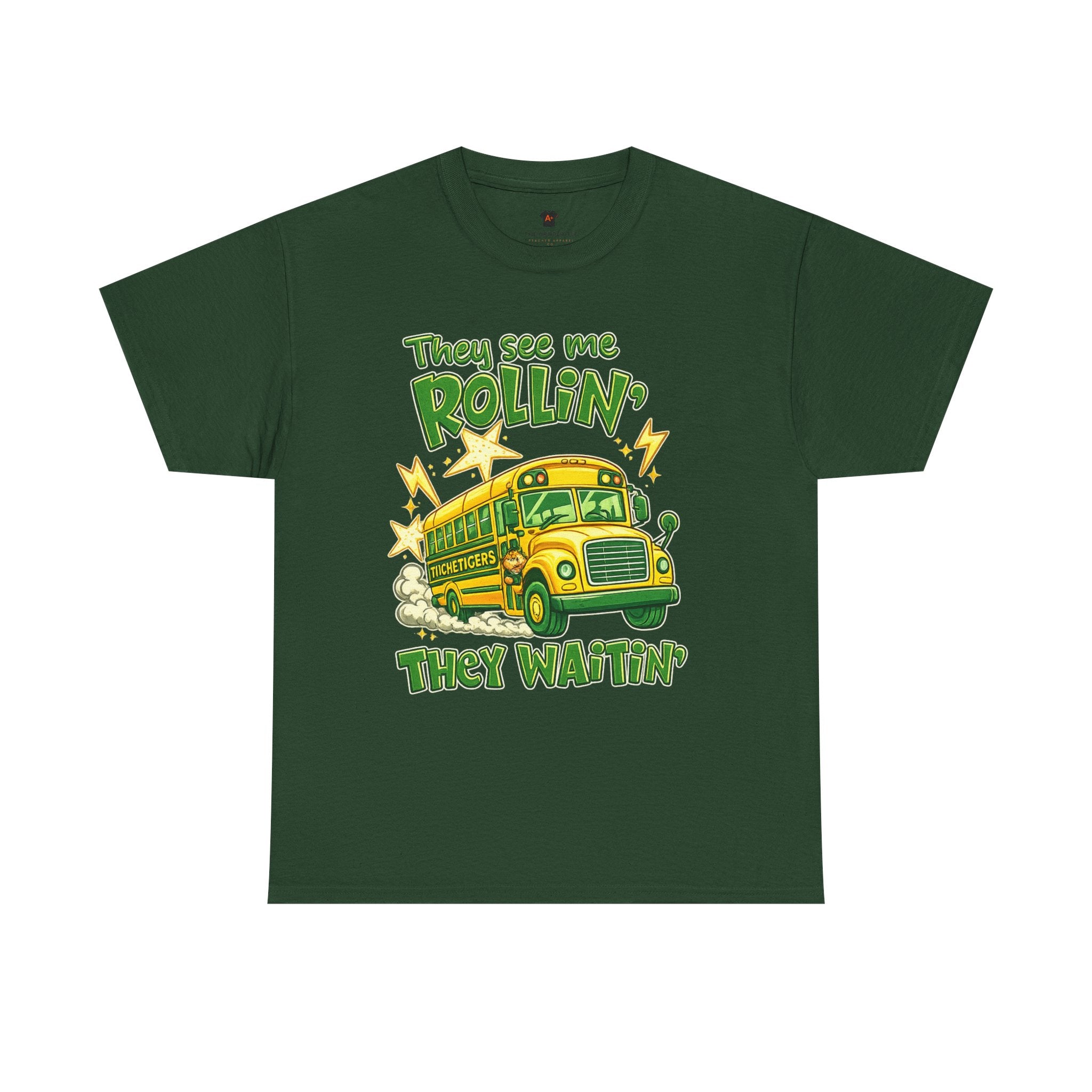 School Bus Driver Graphic Adult Tee — "They See Me Rollin', They Waitin'"