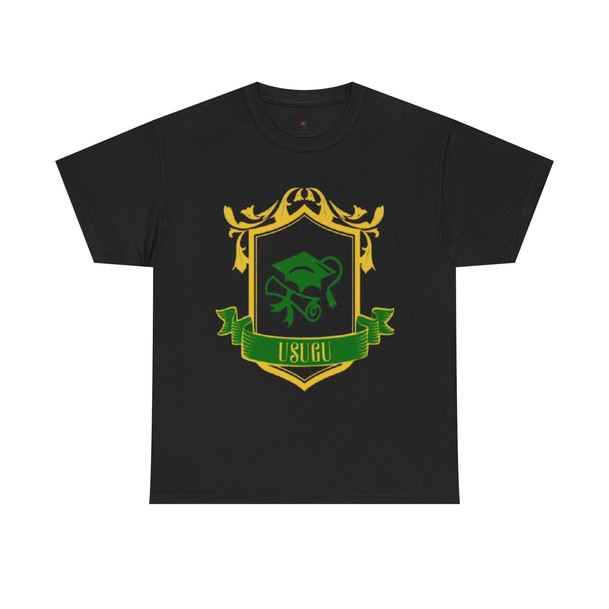 Usugu Crest Adult T‑Shirt — Green & Gold Cap Emblem