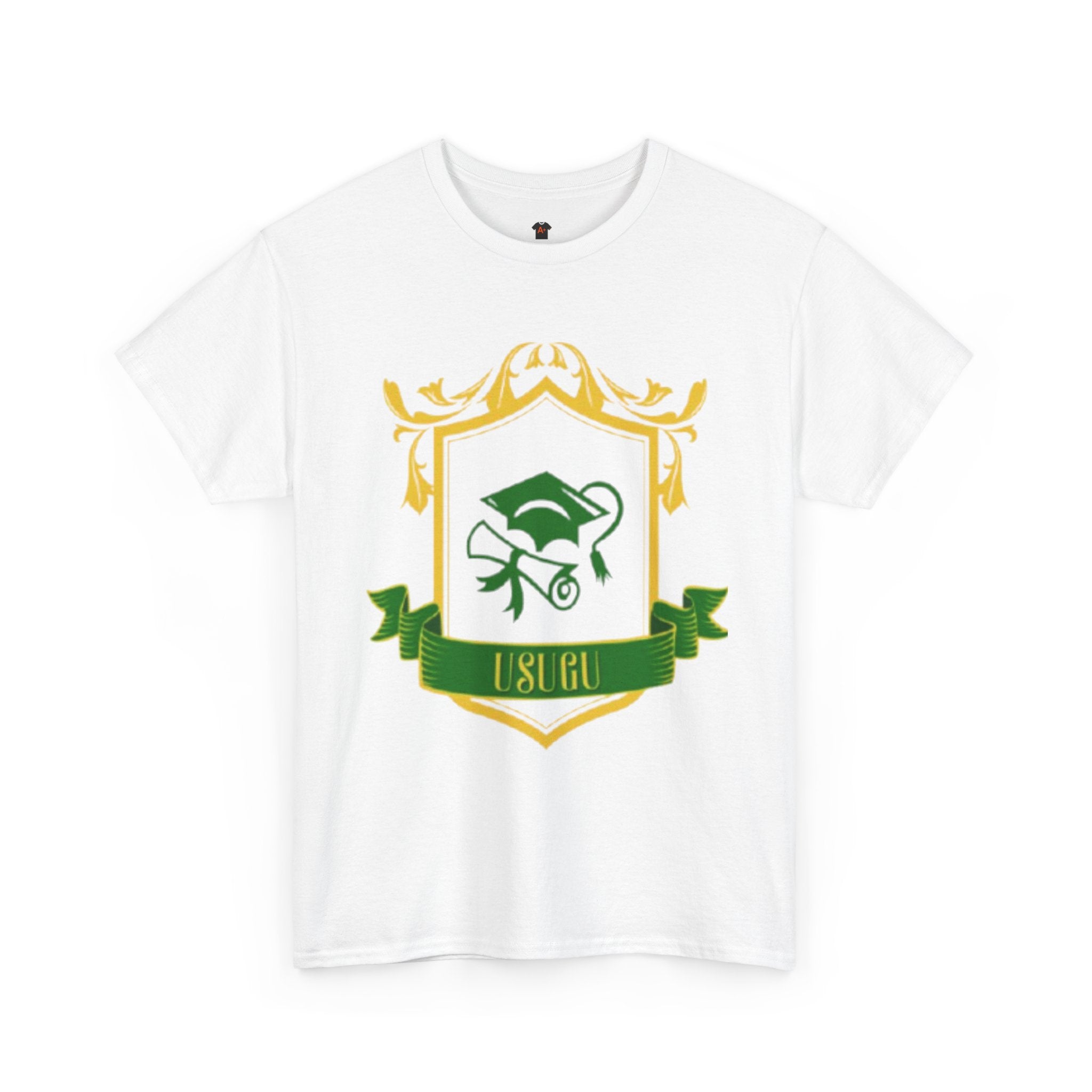 Usugu Crest Adult T‑Shirt — Green & Gold Cap Emblem